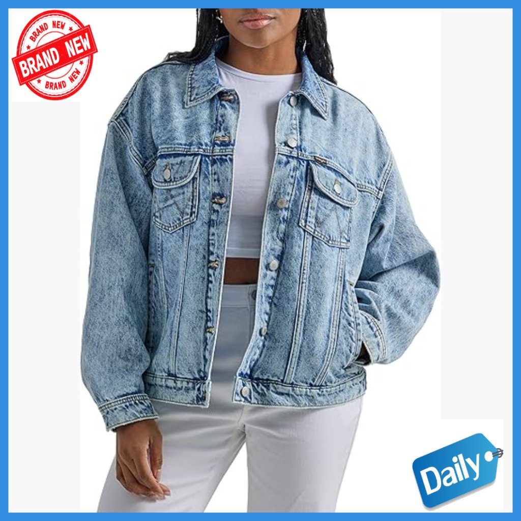 Relaxed Fit Denim Jacket With Recycled Cotton, Long Sleeve, Chest Pockets